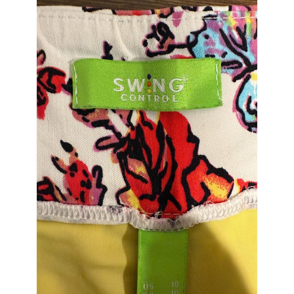 Swing Control Skirt Women's Size 10 White Red Floral Rayon Stretch High‎ Waisted - Picture 3 of 10